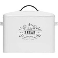 Extra Large White Farmhouse Bread Box For Kitchen Countertop - Holds 2+ Loaves For All Your Bread Storage - Bread Container Counter Organizer To Suit Farmhouse Kitchen Decor, Vintage Kitchen, Rustic