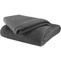 Glamburg 100% Cotton Thermal Blanket, Breathable Bed Blanket King Size, Soft Waffle Blanket, King Blanket, All Season Cotton Blanket, Charcoal