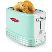 Nostalgia New And Improved Retro Wide 2-Slice Toaster Perfect For Bread, English Muffins, Bagels, 5 Browning Levels, With Crumb Tray & Cord Storage - Aqua, Turquoise