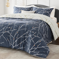 Bedsure Queen Comforter Sets - 7 Pieces Floral Navy Blue Bed Set, Tree Branch Pattern Printed Bed In A Bag Queen With Comforter, Sheets, Pillowcases & Shams