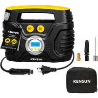 Kensun Ac/Dc Tire Inflator Pump For Car 12V Dc And Home 110V Ac Swift Performance 2.0 Portable Air Compressor Pump For Car And Home