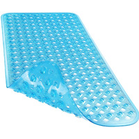 Yimobra Bathtub Mat Non Slip, 34.5X15.5 Inch Long Shower Mat With Drain Holes Suction Cups, Bath Mats For Inside Shower, Machine Washable, Bpa, Latex, Phthalate Free, Clean Blue