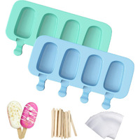 Popsicles Molds, Ozera 2 Pack Homemade Cake Pop Molds, Reusable Silicone Popcical Molds Maker Ice Pop Cream Molds Cakesicle Molds With 50 Wooden Sticks & 50 Popsicle Bags