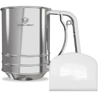 Cook Army Flour Sifter , 3 Cup Stainless Steel , Great Double-Layer Baking Sifters For All Baking Flour And Powdered Sugar, Flour Strainer