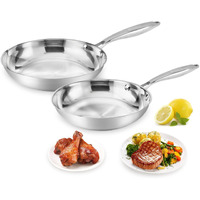 Fry Pan Set Of 2 | 8"" & 10"" Tri-Ply Stainless Steel Frying Pan, Oven & Dishwasher Safe Classic Cooking Pan Cookware