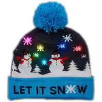 Multicolor Led Snowy Snowflake Winter Christmas Holiday Snowmen Beanie Hat