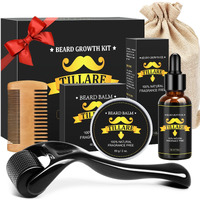 Beard Growth Kit, Beard Kit With Beard Growth Oil, Balm, Comb, Massager For Fuller & Stronger Beards, Birthday Gifts For Men Husband Dad Boyfriend