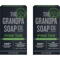 Pine Tar Bar Soap By The Grandpa Soap Company | The Original Wonder Soap |Vegan, 3-In-1 Cleanser, Deodorizer & Moisturizer | 3.25 Oz. Each  2 Pack