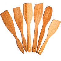 Ecosall 6 Wooden Spoons For Cooking - Made In Ukraine 100% Natural Healthy Nonstick Wooden Spatula Spoons - Premium Solid Wood Cooking Utensils Set - Strong, Durable Eco Hardwood Beechwood Spoons Set