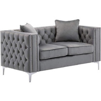 Lilola Home Lorreto Gray Velvet Loveseat