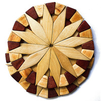 Ecosall Natural Wood Trivets For Hot Dishes, Table And Kitchen Counter Set Of 2 - Made In Ukraine Sturdy And Durable 7-Inch Wooden Kitchen Hot Pads. Festive Design Table D  Cor - Kitchen Gift Idea