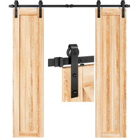 Easelife 6.6 Ft Double Door Sliding Barn Door Hardware Track Kit,Basic J Pulley,Heavy Duty,Slide Smoothly Quietly,Easy Install (6.6Ft Track Kit For Double 20"" Wide Door)