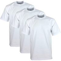 Pro Club Men's 3-Pack Heavyweight Cotton Short Sleeve Crew Neck T-Shirt, White, Medium