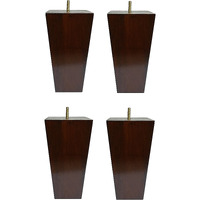 Elegent Upholstery 6"" Solid Wood Furniture Sofa/Chair/Ottoman Tapered Legs Walnut Finish [5/16"" Bolt] - Set Of 4
