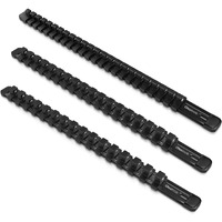 Olsa Tools Socket Organizer Set (3Pc, Black) - Socket Holder And Socket Rail For 1/2-Inch, 3/8-Inch, And 1/4-Inch Drive Sockets - Holds 58 Chrome Or Impact Sockets - Professional-Grade - Part: 1023
