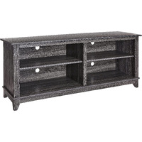 Rockpoint 58Inch Tv Stand Media Console For Tvs Up To 65 Inches, Home Living Room Storage Console, Entertainment Center With 4 Open Storage Shelves, Modern Tv Console Table (Charcoal)