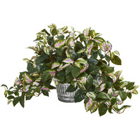 Nearly Natural Hoya Artificial Plant In Vintage Hanging Metal Planter