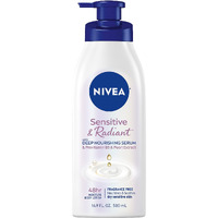Nivea Sensitive And Radiant Body Lotion For Sensitive Skin, Unscented Body Lotion With Hypoallergenic Formula, 16.9 Fl Oz Pump Bottle