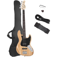 Glarry 4 String Gjazz Electric Bass Guitar Full Size Right Handed With Guitar Bag, Amp Cord And Beginner Kits (Burly Wood)