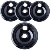 Kitchen Basics 101 Made In The Usa Porcelain Drip Pans (3) 6    Wb31M20, (1) 8    Wb31M19 Replacement For Ge P119204Xz Style B Black