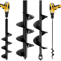 K-Brands Auger Drill Bit For Planting 2 Pack 1.6 X 16 Inch & 3.5 X 16 Inch Set - Garden Spiral Hole And Bulb Planter Tool For Umbrella Holes - Compatible With 3/8 Inch Hex Drive
