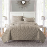 Vcny Home Quilt Super Soft Reversible Bedding Set With Matching Shams, Full/Queen, Nina Taupe