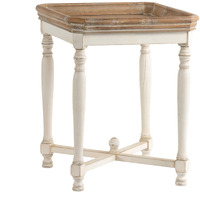 Benjara Square Shaped Wooden Side Table With Cross Base, Brown & Gray