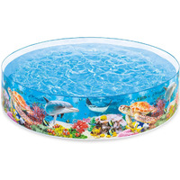 Intex Deep Sea Blue 8 Feet X 18 Inch Snapset Instant Round Plastic Above Ground Swimming Kiddie Pool For Ages 3 Years And Up, Blue