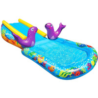 Banzai My First Water Slide And Splash Pool With Sprinkler, 98"" X 59"" X 24"" Inflatable Outdoor Slide And Pool For Kids