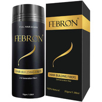 Febron Hair Fibers For Thinning Hair Dark Brown For Women & Men Hair Loss Concealer Hair Powder Volumizing Based 100% Undetectable & Natural - Bald Spots Filler (30 Gram, Dark Brown)