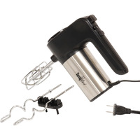 Total Chef 6-Speed Electric Hand Mixer With Stainless Steel Beaters And Dough Hooks Clip-On Storage 250 Watt Motor With Turbo Boost Dishwasher-Safe Accessories Black And Silver