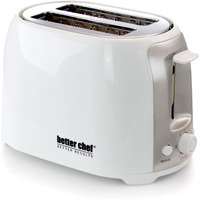Better Chef 2-Slice Toaster | Wide-Slot | Cool Touch | Reheat & Defrost | Brushed Stainless Trim (White)