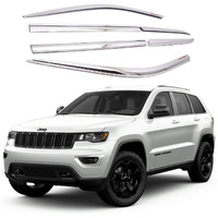 Autoclover Tape-On Rain Guards Window Visors 6 Pcs Set For Jeep Grand Cherokee 2014 2015 2016 2017 2018 2019 2020 2021 / Window Deflectors, Out-Channel Vent Shades (Chrome)