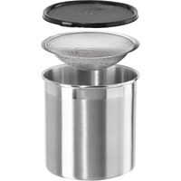 Oggi Stainless Steel Jumbo Grease Container With Removable Strainer And Snug Lid. Perfect Container For Fryer Oil, Bacon Drippings, Lard And Ghee Oil. Large Capacity Can - 1 Gall / 4 Qt / 3.75 Lt
