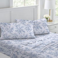Laura Ashley - Twin Sheet Set, Cotton Flannel Bedding, Brushed For Extra Softness & Comfort (Vanessa Blue, Twin)