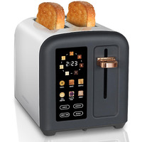 Eedeem Toaster 2 Slice, Full Touch Control Stainless Toaster, Lcd Display, 50% Faster Heating Speed, 6 Bread Type, 7 Shade Setting, 1.5''Wide Slots, Removable Crumb Tray, 1350W, Dark Chocolate