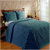 Better Trends 100% Cotton Chenille Coverlet Bedspread, Medallion Design Full/Double Size Bedspreads, 96"" X 110"" Teal Bedding Soft Lightweight, All Season