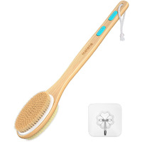 Metene Shower Brush With Soft And Stiff Bristles, Bath Dual-Sided Long Handle Back Scrubber Body Exfoliator For Wet Or Dry Brushing