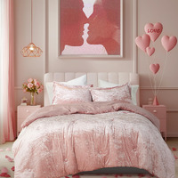 Comfort Spaces Juliette Luxe Comforter Set Velvet Lush With Soft Brushed Microfiber Reverse, All Season Cozy Velvet Bedding Sets, Fluffy Comforter Bed Set, Matching Sham, Blush Full/Queen 3 Piece