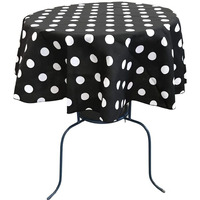 Ks Linens Black And White Polka Dot Round Tablecloth 58""