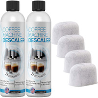Keurig Compatible Descaling Solution - Descaler Cleaner Concentrate Kit For All 1.0 & 2.0 K-Cup Pod Machines And Espresso Machines - (2 Bottles, 4 Uses Plus 4 Filters)