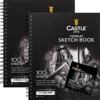 Castle Art Supplies Premium Sketch Books 9In X 12In | Double Sketch Pad Pack | 200 Sheets Of Quality 90Gsm Paper | For Adult Artists And Learners | Spiral Bound For Versatility