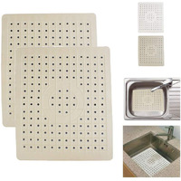2 Pack Kitchen Sink Mat Drain Pad Protector 10"" X 12"" Non-Slip Rubber Durable