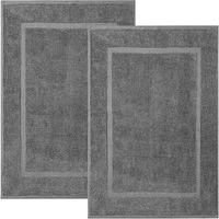 Eco Towels Cotton Banded Bath Mats 2 Pack, [Not A Bathroom Rug], 22""X34"" (Grey)