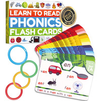 Phonics Flash Cards - Learn To Read In 20 Stages - Digraphs Cvc Blends Long Vowel Sounds - Games For Kids Ages 4-8 Kindergarten First Second Grade Homeschool Educational Study Activity