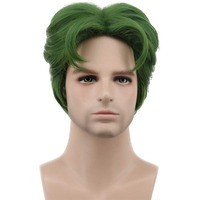 Karlery 5 Inches Short Curly Men Fluffy Dark Green Halloween Party Cosplay Costume Wig