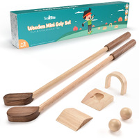 Teal Elite Kids Golf Set - Mini Golf Toy For Indoor And Outdoor Play - Toddler Set Includes 2 Clubs, 2 Balls, Holes, And Obstacles - Premium Natural Wood - Ideal Gift For Boys And Girls Age 3 4 5