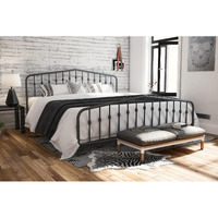 Novogratz Bushwick Metal Platform Bed Frame With Headboard, King, Gunmetal Grey