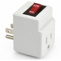 3 Prong Grounded Single Port Power Adapter For Outlet With Indicator Lighted On/Off Switch To Be Energy Saving (1 Pack)