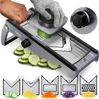 Fullstar 7-In-1 Stainless Steel Mandoline Slicer For Kitchen, Vegetable Slicer, Veggie Chopper & Cheese Grater, Meal Prep Food Storage Container Anti-Slip Base & Protective Glove Included - Silver